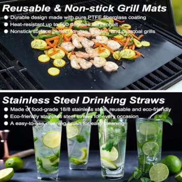 POLIGO 26PCS Heavy Duty Grill Accessories for Outdoor Grill Utensils Set Thicker Stainless Steel BBQ Tools Grilling Tools Set, Deluxe Barbecue Accessories Kit Ideal Christmas BBQ Gifts for Men Women