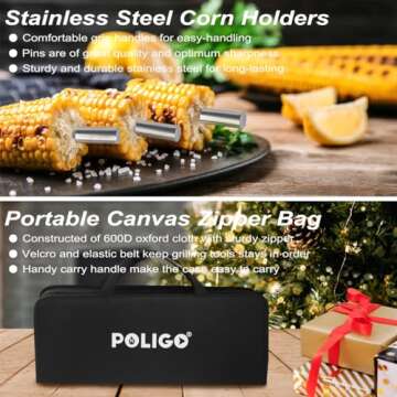 POLIGO 26PCS Heavy Duty Grill Accessories for Outdoor Grill Utensils Set Thicker Stainless Steel BBQ Tools Grilling Tools Set, Deluxe Barbecue Accessories Kit Ideal Christmas BBQ Gifts for Men Women