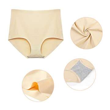 FallSweet No Show High Waist Briefs Underwear for Women Seamless Panties, Pack of 5 (black2beige2pink1, XXL)