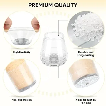 BALEINE Silicone Chair Leg Protectors for Hardwood Floors