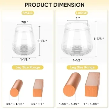 BALEINE Silicone Chair Leg Protectors for Hardwood Floors