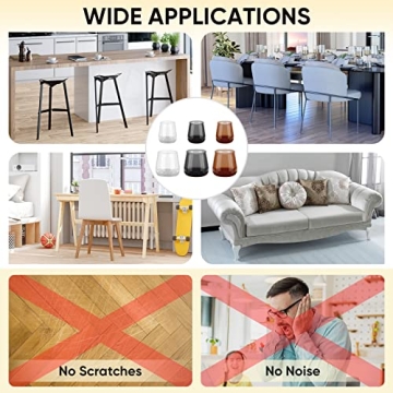 BALEINE Silicone Chair Leg Protectors for Hardwood Floors