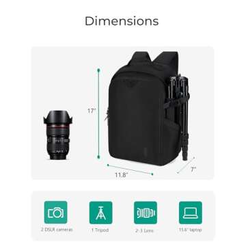BAGSMART Camera Backpack for DSLR and Laptop Fits 15.6"