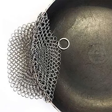 316 Premium Stainless Steel Cast Iron Cleaner, Chainmail Scrubber for Cast Iron Pan Pre-Seasoned Pan Dutch Ovens Waffle Iron Pans Scraper Cast Iron Grill Scraper Skillet Scraper HOVhomeDEVP (7 Inch)