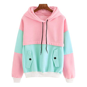 SweatyRocks Women’s Cozy Winter Hoodie - Color Block Fleece with Pockets