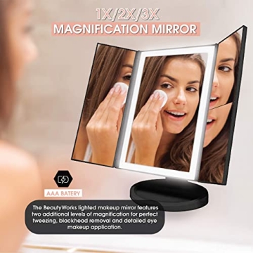 Beautyworks Vanity Mirror with LED Lights and Magnification