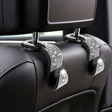 SEAMETAL Bling Car Seat Headrest Hook Front Seat,Auto Hooks Bling Car Hangers,Bling Car Seat Hanger Backseat 2PACK