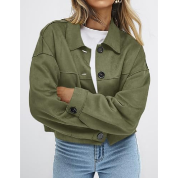 PRETTYGARDEN Women's Stylish Faux Suede Cropped Jacket