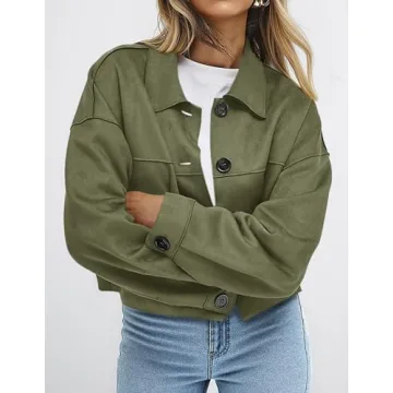 PRETTYGARDEN Women's Stylish Faux Suede Cropped Jacket
