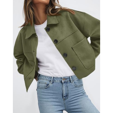 PRETTYGARDEN Women's Stylish Faux Suede Cropped Jacket