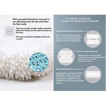 SWDK Innovative Electric Handheld Cordless Mop Floor Cleaning for Mopping All Surfaces Rechargeable, Rubbing Frequency Up to 1000 Times Per Minute D260 (Mop)