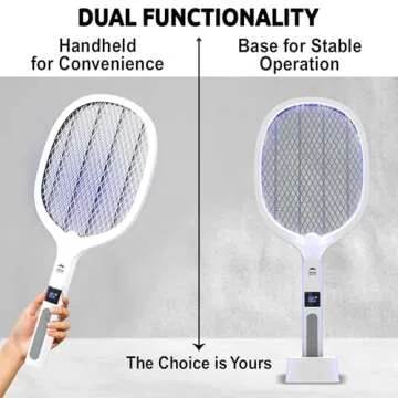 WBM SMART 2 in 1 Electric Bug Zapper, Mosquitoes Trap Lamp & Racket, USB Rechargeable Electric Fly Swatter for Home and Outdoor Powerful Grid 3-Layer Safety Mesh Safe to Touch