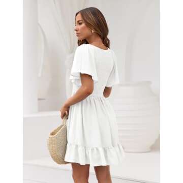 LILLUSORY Women's Flowy Casual Mini Dresses 2025 Summer Graduation Dress with Pockets