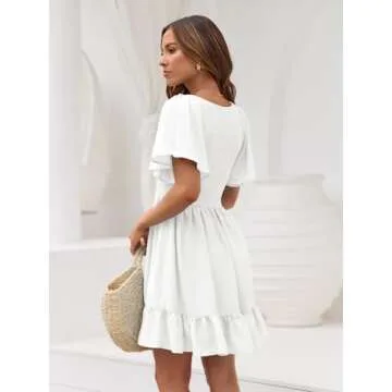 LILLUSORY Women's Flowy Casual Mini Dresses 2025 Summer Graduation Dress with Pockets