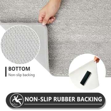 REFETONE Indoor Doormat, Front Door Mat 20"x32" Absorbent Rubber Backing Non Slip Back Door Mats, Washable Low-Profile Inside Floor Mat Door Rugs for Entryway, Resist Dirt Mud Mat for Dogs, Grey