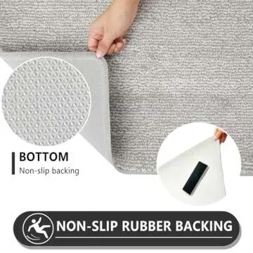 REFETONE Indoor Doormat, Front Door Mat 20"x32" Absorbent Rubber Backing Non Slip Back Door Mats, Washable Low-Profile Inside Floor Mat Door Rugs for Entryway, Resist Dirt Mud Mat for Dogs, Grey