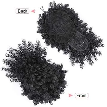 ENTRANCED STYLES Drawstring Ponytail with Bangs Afro Puff Ponytail Extensions for Women Short Curly Puff Ponytail with Bangs Clip in Wrap Updo Hairpiece for Women(1B)