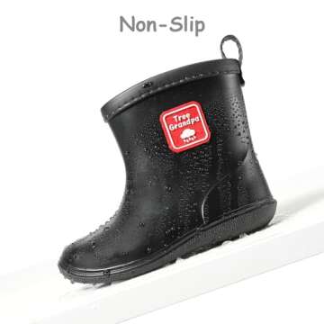 Tree Grandpa Toddler Rain Boots Baby Kids Easy-on Rain shoes Children Waterproof Shoes for Boys Girls(1-6 Years)