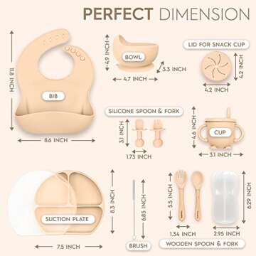 Baby Led Weaning Supplies Silicone Baby Feeding Set–11Pcs Baby Feeding Supplies with Suction Bowl ...