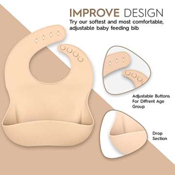 Baby Led Weaning Supplies Silicone Baby Feeding Set–11Pcs Baby Feeding Supplies with Suction Bowl and Plate, Fork, Spoon, Bib, Sippy Cup, Food-Grade Silicone Baby Utensils (Beige)