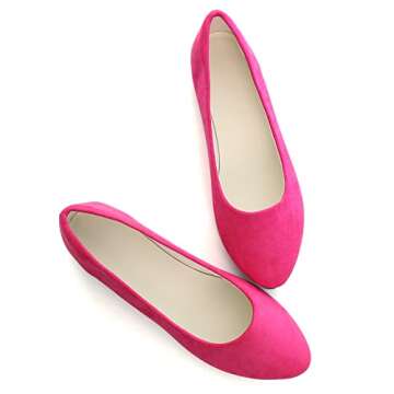 Dear Time Women's Casual Slip-On Ballet Flats - Comfortable Pointed Toe Shoes in Rose (US Size 7)