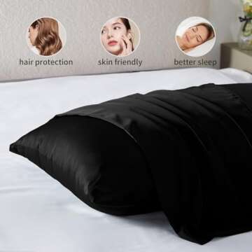 Silk Pillow Cases for Hair and Skin Mulberry Silk Pillow Cases Soft Breathable Both Sided Natural Silk Pillowcase with Zipper Beauty Sleep Silk Pillow Cases 1 Pack for Gift (Standard, Black)