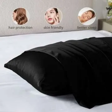 Silk Pillow Cases for Hair and Skin Mulberry Silk Pillow Cases Soft Breathable Both Sided Natural Silk Pillowcase with Zipper Beauty Sleep Silk Pillow Cases 1 Pack for Gift (Standard, Black)