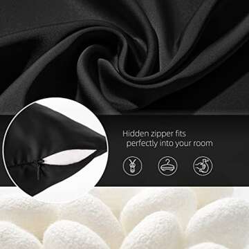 Silk Pillow Cases for Hair and Skin Mulberry Silk Pillow Cases Soft Breathable Both Sided Natural Silk Pillowcase with Zipper Beauty Sleep Silk Pillow Cases 1 Pack for Gift (Standard, Black)