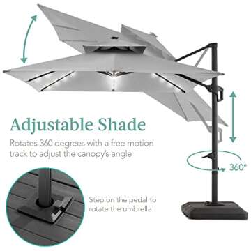 Best Choice 10x10ft Cantilever Patio Umbrella with Lights