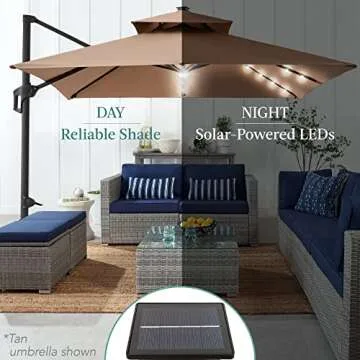 Best Choice 10x10ft Cantilever Patio Umbrella with Lights