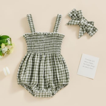 Infant Baby Girl Summer Romper with Headband