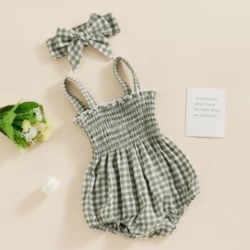 Infant Baby Girl Summer Romper with Headband