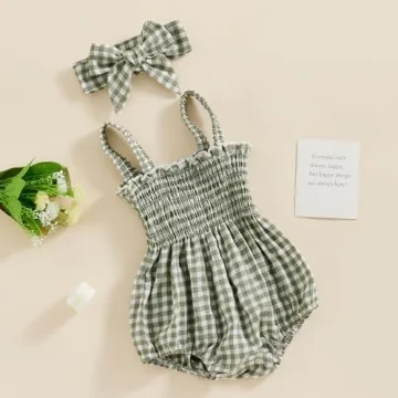 Infant Baby Girl Summer Romper with Headband