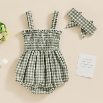 Infant Baby Girl Summer Romper with Headband