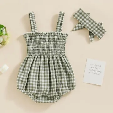 Infant Baby Girl Summer Romper with Headband