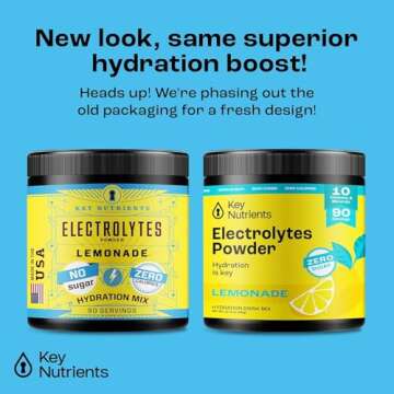 KEY NUTRIENTS Multivitamin Electrolytes Powder No Sugar - Refreshing Lemonade Electrolyte Powder - S...