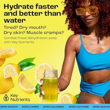 KEY NUTRIENTS Multivitamin Electrolytes Powder No Sugar - Refreshing Lemonade Electrolyte Powder - Sodium & Energy Supplement - Hydration Powder - No Calories - 90 Servings - Made in USA