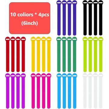 FGSAEOR Self Gripping Cable Ties, Reusable Fastening Cable Organizer with Hook and Loop, Adjustable ...