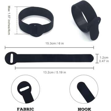 FGSAEOR Self Gripping Cable Ties, Reusable Fastening Cable Organizer with Hook and Loop, Adjustable Cable Straps Wire Ties for Cord Management and Desk or Office Organization (6-inch,40 Pack)