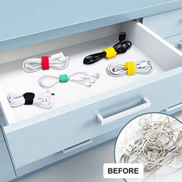 FGSAEOR Self Gripping Cable Ties, Reusable Fastening Cable Organizer with Hook and Loop, Adjustable Cable Straps Wire Ties for Cord Management and Desk or Office Organization (6-inch,40 Pack)