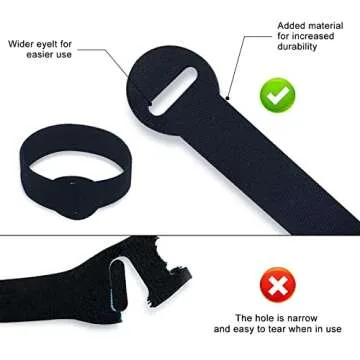 FGSAEOR Self Gripping Cable Ties, Reusable Fastening Cable Organizer with Hook and Loop, Adjustable Cable Straps Wire Ties for Cord Management and Desk or Office Organization (6-inch,40 Pack)