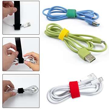 FGSAEOR Self Gripping Cable Ties, Reusable Fastening Cable Organizer with Hook and Loop, Adjustable Cable Straps Wire Ties for Cord Management and Desk or Office Organization (6-inch,40 Pack)
