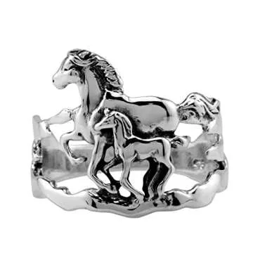Silvershake Sterling Silver Horse Ring - Nature-Inspired Jewelry
