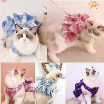 2-Pack Princess Dog Dress,Bow Knot Dresses for Small Medium Dogs Girl with Leash,Pet Clothes for Puppy Tutu Doggy Cats