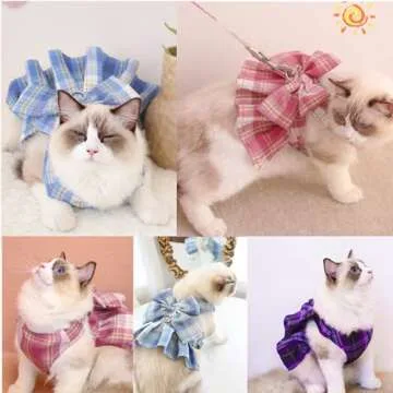 2-Pack Princess Dog Dress,Bow Knot Dresses for Small Medium Dogs Girl with Leash,Pet Clothes for Puppy Tutu Doggy Cats