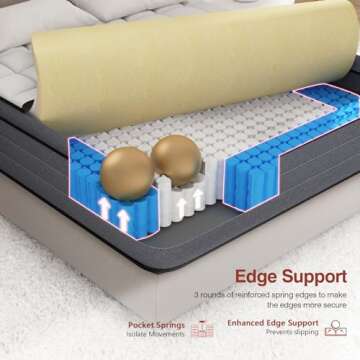 Ayeawo King Size Mattress,14 Inch Hybrid Mattress King Size in a Box with Gel Memory Foam and Pocket Springs, Pressure Relief & Upgraded Support, Firm