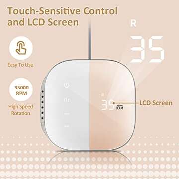 Madenia Professional Nail Drill Machine for Acrylic Nails, 35000RPM Compact Cute Electric Nail Drill...