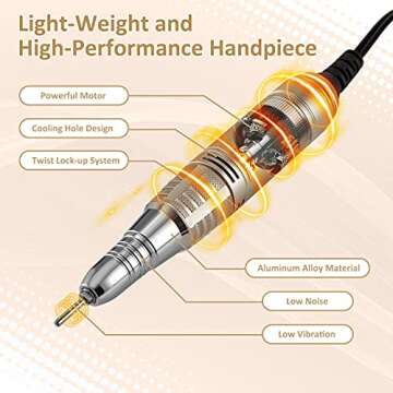 Madenia Professional Nail Drill Machine for Acrylic Nails, 35000RPM Compact Cute Electric Nail Drills with Touch Screen Efile Nail Drill E File Kit for Salon Home Manicure Pedicure Use, Pink