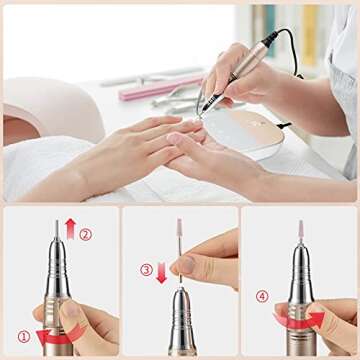 Madenia Professional Nail Drill Machine for Acrylic Nails, 35000RPM Compact Cute Electric Nail Drills with Touch Screen Efile Nail Drill E File Kit for Salon Home Manicure Pedicure Use, Pink