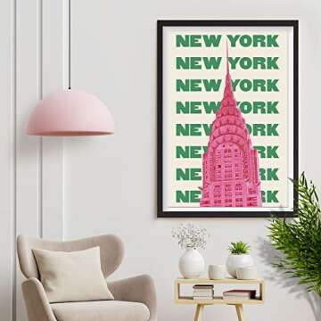 Vintage NYC Travel Posters - Pastel Pink & Blue Art